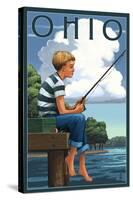 Ohio - Boy Fishing-Lantern Press-Stretched Canvas