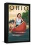 Ohio - Canoers on Lake-Lantern Press-Framed Stretched Canvas