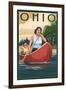 Ohio - Canoers on Lake-Lantern Press-Framed Art Print