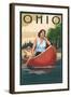 Ohio - Canoers on Lake-Lantern Press-Framed Art Print