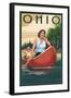 Ohio - Canoers on Lake-Lantern Press-Framed Art Print