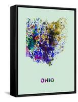 Ohio Color Splatter Map-NaxArt-Framed Stretched Canvas