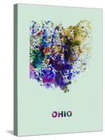 Ohio Color Splatter Map-NaxArt-Stretched Canvas