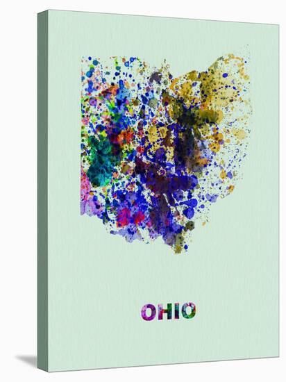 Ohio Color Splatter Map-NaxArt-Stretched Canvas