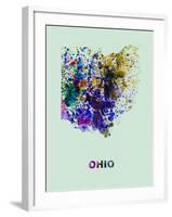 Ohio Color Splatter Map-NaxArt-Framed Art Print