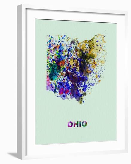 Ohio Color Splatter Map-NaxArt-Framed Art Print