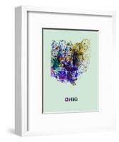 Ohio Color Splatter Map-NaxArt-Framed Art Print