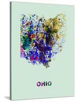 Ohio Color Splatter Map-NaxArt-Stretched Canvas