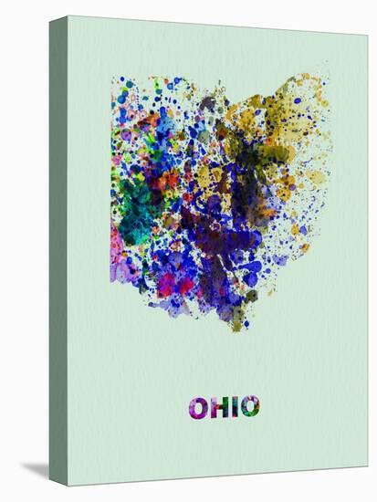 Ohio Color Splatter Map-NaxArt-Stretched Canvas