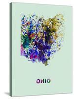 Ohio Color Splatter Map-NaxArt-Stretched Canvas