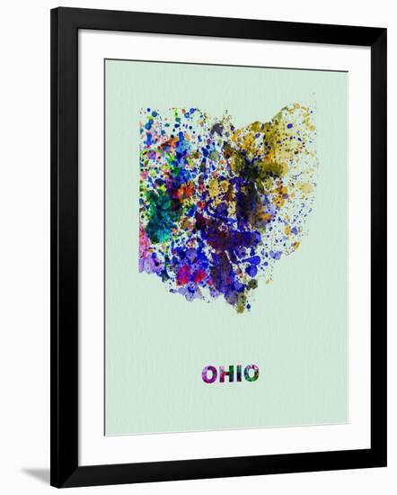 Ohio Color Splatter Map-NaxArt-Framed Art Print