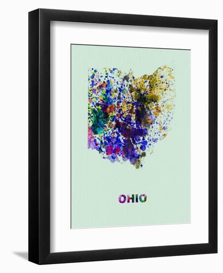 Ohio Color Splatter Map-NaxArt-Framed Art Print