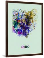 Ohio Color Splatter Map-NaxArt-Framed Art Print