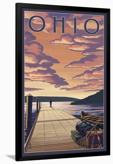 Ohio - Dock Scene and Lake-Lantern Press-Framed Art Print