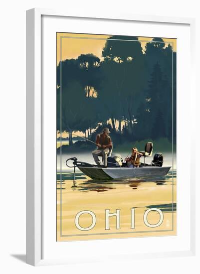 Ohio - Fishermen in Boat-Lantern Press-Framed Art Print