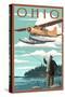 Ohio - Float Plane and Fisherman-Lantern Press-Stretched Canvas