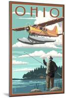 Ohio - Float Plane and Fisherman-Lantern Press-Mounted Art Print