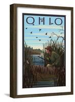 Ohio - Hunter and Lake-Lantern Press-Framed Art Print