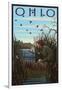 Ohio - Hunter and Lake-Lantern Press-Framed Art Print