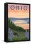 Ohio - Lake and Bear Family-Lantern Press-Framed Stretched Canvas