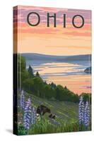 Ohio - Lake and Bear Family-Lantern Press-Stretched Canvas
