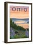 Ohio - Lake and Bear Family-Lantern Press-Framed Art Print