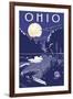 Ohio - Lake at Night-Lantern Press-Framed Art Print