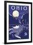 Ohio - Lake at Night-Lantern Press-Framed Art Print