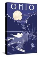 Ohio - Lake at Night-Lantern Press-Stretched Canvas