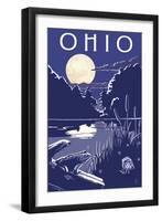Ohio - Lake at Night-Lantern Press-Framed Art Print