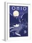 Ohio - Lake at Night-Lantern Press-Framed Art Print