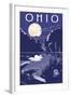 Ohio - Lake at Night-Lantern Press-Framed Art Print