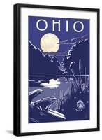 Ohio - Lake at Night-Lantern Press-Framed Art Print