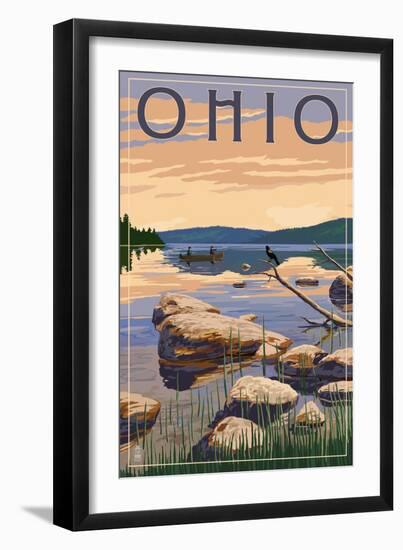 Ohio - Lake Sunrise Scene-Lantern Press-Framed Art Print