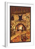 Ohio - Lodge Interior-Lantern Press-Framed Art Print