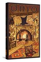 Ohio - Lodge Interior-Lantern Press-Stretched Canvas