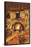 Ohio - Lodge Interior-Lantern Press-Stretched Canvas