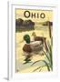 Ohio - Mallard Ducks-Lantern Press-Framed Art Print