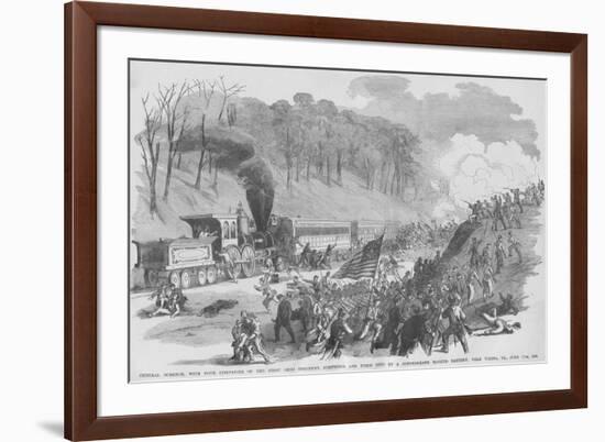 Ohio Regiment on Train Ambushed by Confederates in Vienna Virginal-Frank Leslie-Framed Art Print