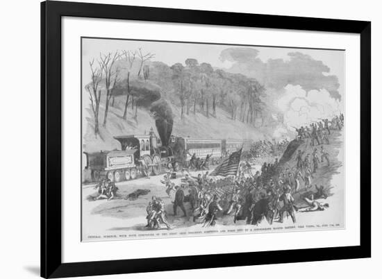 Ohio Regiment on Train Ambushed by Confederates in Vienna Virginal-Frank Leslie-Framed Art Print