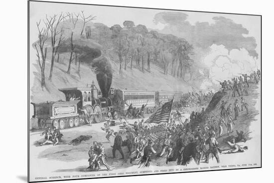 Ohio Regiment on Train Ambushed by Confederates in Vienna Virginal-Frank Leslie-Mounted Art Print