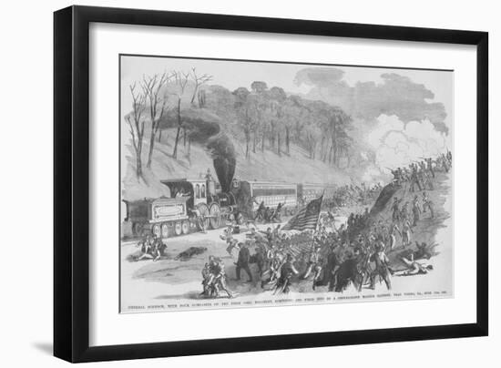 Ohio Regiment on Train Ambushed by Confederates in Vienna Virginal-Frank Leslie-Framed Art Print