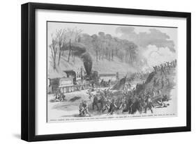 Ohio Regiment on Train Ambushed by Confederates in Vienna Virginal-Frank Leslie-Framed Art Print