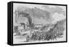 Ohio Regiment on Train Ambushed by Confederates in Vienna Virginal-Frank Leslie-Framed Stretched Canvas