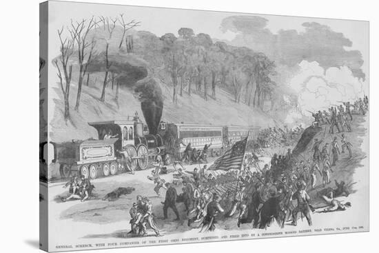 Ohio Regiment on Train Ambushed by Confederates in Vienna Virginal-Frank Leslie-Stretched Canvas