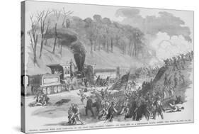 Ohio Regiment on Train Ambushed by Confederates in Vienna Virginal-Frank Leslie-Stretched Canvas