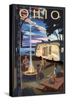 Ohio - Retro Camper and Lake-Lantern Press-Stretched Canvas