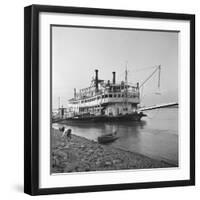 Ohio River Boat Moored at Dock on the Ohio River-Walker Evans-Framed Photographic Print