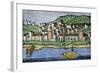 Ohio River Flatboat Passing Cincinnati in 1810-null-Framed Giclee Print