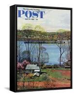 "Ohio River in April," Saturday Evening Post Cover, April 15, 1961-John Clymer-Framed Stretched Canvas